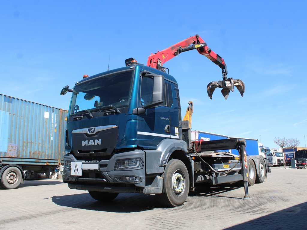 MAN TGS 26.470, EURO 6, 62, ZVEDACÍ NÁPRAVA, NAVIGACE, PALFINGER Q 170 Z 82