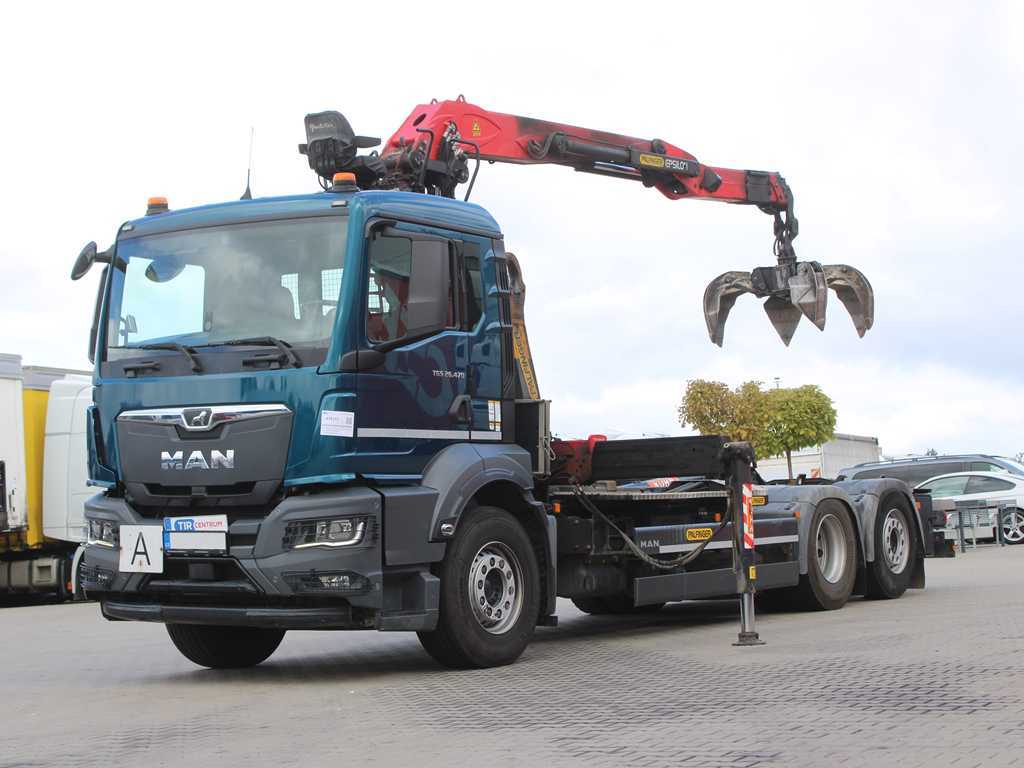 MAN TGS 26.470, EURO 6, 62, ZVEDACÍ NÁPRAVA, NAVIGACE, PALFINGER Q 170 Z 82