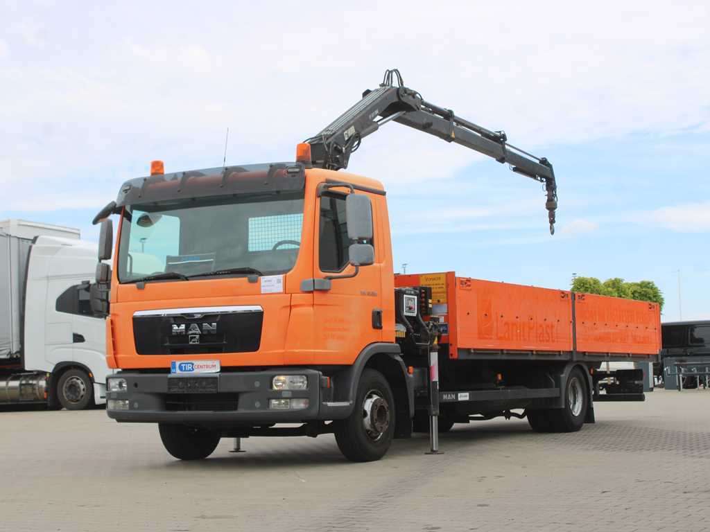 MAN TGL 12.220, HYDRAULICKÁ RUKA HIAB XS 077 DUO, MAJÁKY, BOČNICE, EURO 5