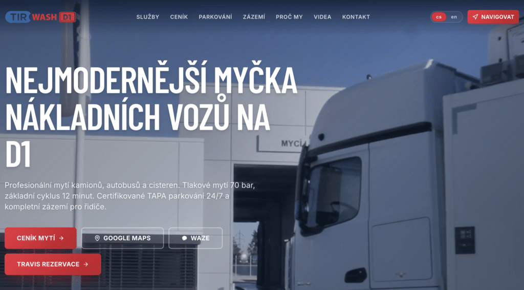 TIR Wash spustil nový web. Snadnější informace pro řidiče i dopravce